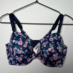 Victoria’s Secret 36DD Love Cloud Lined Demi Flowers & Navy Bra
